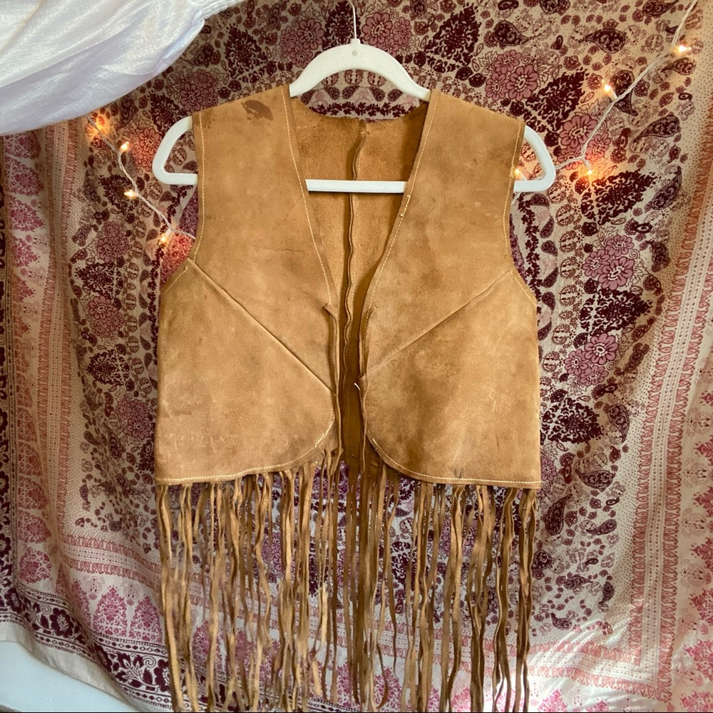 Vintage 60s Hippie Suede Fringe Vest